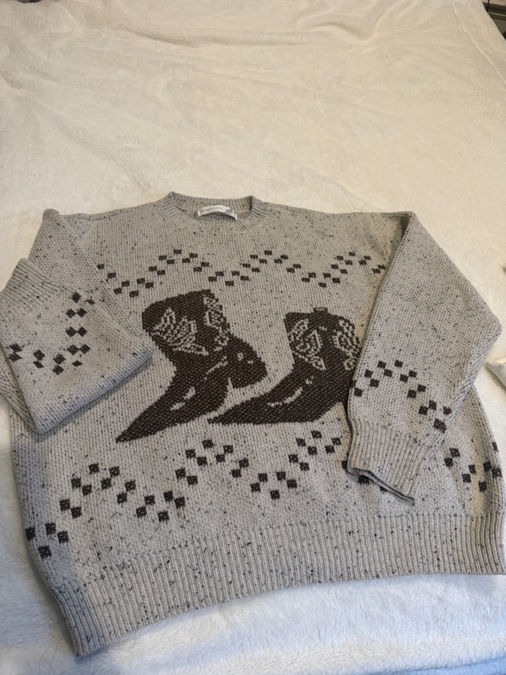Women’s Cowhide Pattern Crewneck Sweater